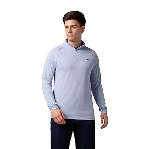 TECHNOSPORT Mens Solid Quarter Zip Gym Slim