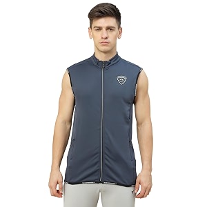TECHNOSPORT Mens Solid Slim Fit Sleeveless Fleece