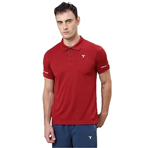 TECHNOSPORT Mens Solid Slim Fit Polo Collar
