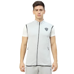 TECHNOSPORT Mens Solid Slim Fit Sleeveless Fleece