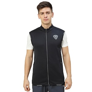 TECHNOSPORT Mens Solid Slim Fit Sleeveless Fleece