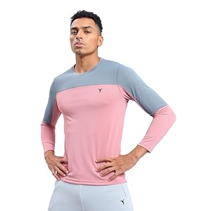 technosport men colorblock slim fit round neck t-shirt with technocool light blue gym tee dry fit t shirt for men sports top for him