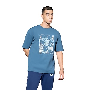 TECHNOSPORT Mens Oversized Fit Half Sleeve Crew