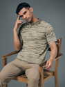 TECHNOSPORT Printed Men Polo Neck Beige T-Shirt