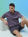 TECHNOSPORT Self Design Men Polo Neck Purple