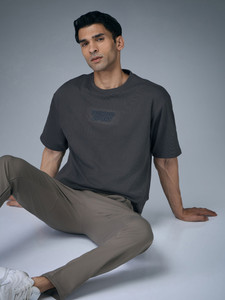 TECHNOSPORT Self Design Men Round Neck Grey
