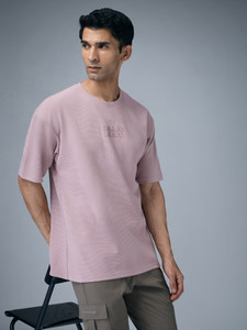 TECHNOSPORT Self Design Men Round Neck Pink