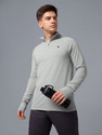 TECHNOSPORT Solid Men High Neck Grey T-Shirt