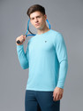 TECHNOSPORT Solid Men Round Neck Blue T-Shirt