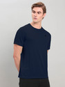 TECHNOSPORT Solid Men Round Neck Navy Blue