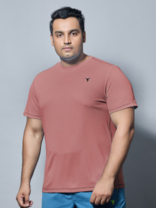 TECHNOSPORT Solid Men Round Neck Red T-Shirt