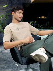 TECHNOSPORT Sporty Men Round Neck Beige T-Shirt
