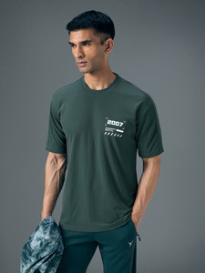 TECHNOSPORT Sporty Men Round Neck Green T-Shirt