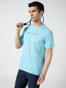 TECHNOSPORT Typography Men Round Neck Light Blue