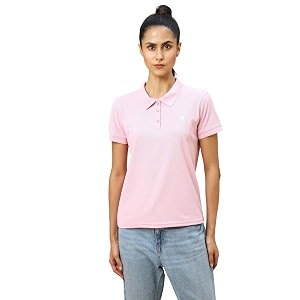 TECHNOSPORT Womens Polyester Slim Fit Solid Half