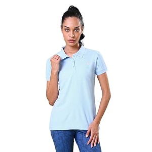 TECHNOSPORT Womens Polyester Slim Fit Solid Half
