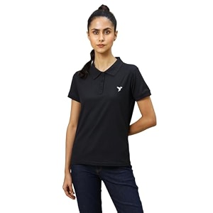 TECHNOSPORT Womens Polyester Slim Fit Solid Half