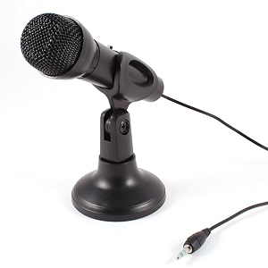 technotech omnidirectional 35mm microphone with stand for laptop pc - black