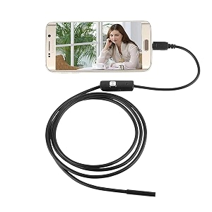 technoview hd endoscope - flexible ip67 waterproof inspection 6 led borescope with 5m cable 55mm-7mm for android pc amp notebook otg app usb camera black