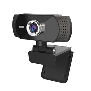 technoview full hd web camera for computer laptop 1080p 30 fps webcam with built-in mics manual focus 21 megapixel cmos camera ultra lens 360 rotation flexible mount black