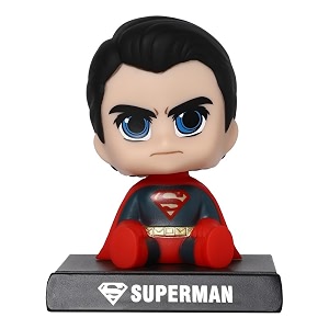 techpro super hero action figure limited edition bobblehead with mobile holder for car dashboard office desk amp study table- super man