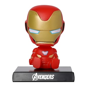 techpro super hero action figure limited edition bobblehead with mobile holder for car dashboard office desk amp study table- iron man