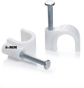 techson 6mm diameter wire fastener circle cable clip with metal nail fr cable management plastic melamine hook  loop cable tie white pack of 100