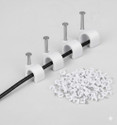 Techson 6mm Diameter wire Fastener Circle Cable Clip With Metal Nail Fr Cable Management Plastic, Melamine Hook & Loop Cable Tie (white Pack of 200)