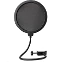 Techtest Microphone Pop Filter Windscreen Shield with Dual Layer Mesh & Gooseneck Clamp for Studio Recording, Broadcasting, Streaming, Vocal Singing, Podcasting, Gaming, Speech Mic Pop Guard Accessory