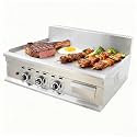 TECHTONGDA LPG Gas Grill Griddle with Low-pressure Valve & Gas Pipe, Stainless Steel Countertop Flat Top Griddle, 2800Pa BBQ Teppanyaki Grill for Home Commercial Restaurant Kitchen, 21.7 x 35.6 Inch