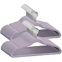 TechZoo 50 Premium Kids Velvet Hangers - 14'' Non-Slip, Ultra-Slim & Space-Saving Hangers - 360° Swivel Hook, Strong & Durable for Children & Preteens - Purple