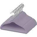 TechZoo 50 Premium Velvet Baby Hangers 11.8" Inch Non-Slip Infant, Ultra Slim Space-Saving Children Closet Hangers, 360° Swivel Hook, Strong & Durable Baby Toddler Kids Clothes Hanger, Purple