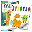 TECJOE Paint with Water Coloring Books for Toddlers, Dinosaur Series Watercolor Set with 3 Brushes, Mess Free Painting Activity for Kids Ages 4 5 6 7 8, Christmas Gifts Arts & Crafts Toy