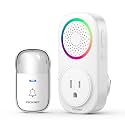 TECKNET Self-Powered Wireless Doorbell Kit - Plug-Through Door Bell with RGB Light, 60 Chimes & 5 Volume Levels, IP66 Waterproof Classroom Doorbell, 1000ft Range Doorbells for Home/Office