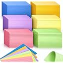 Tecmisse 1800 Colored Index Cards 3x5 Ruled, Heavy Note Cards Bulk