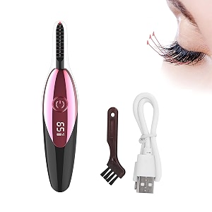 heated eyelash curler rechargeable lash styler with 2 heat settings quick 24h long-lasting curl portable makeup tool
