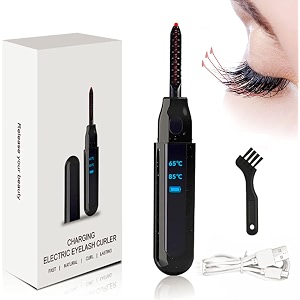 heated eyelash curler rechargeable lash styler with 2 heat settings quick 24h long-lasting curl portable makeup tool
