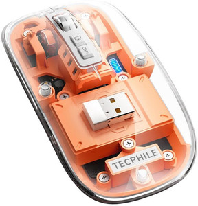tecphile transparent bluetooth wireless mouse three mode bt1 bt2 24ghz usb receiver ambidextrous optical  gaming mouse
