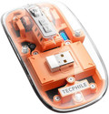 TECPHILE Transparent Bluetooth Wireless Mouse Three Mode (BT1+ BT2+ 2.4GHz USB Receiver) Ambidextrous Optical  Gaming Mouse