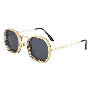 ted smith men39s women39s uv protection metal hexagon sunglasses