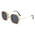 Ted Smith Men's Women's UV Protection Metal Hexagon Sunglasses