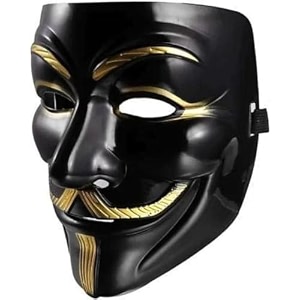 set of 3 anonymous hacker mask adjustable plastic mask black