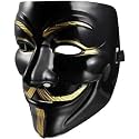 (Set of 3), Anonymous Hacker Mask, Adjustable Plastic Mask Black
