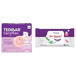 tedibar ceramax bathing bar75g x 3 and b4 nappi baby moiturising wet wipes with neem amp aloevera80 wipes