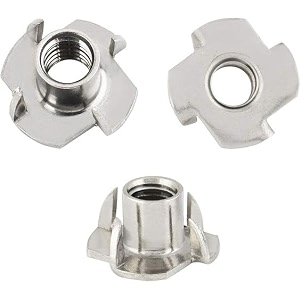 tee nut mild steel zinc plated  four claws furniture nut wood t-nut m8 pack of 50