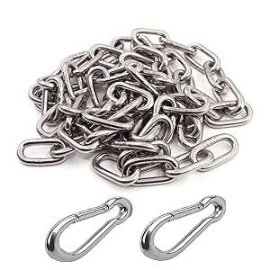 teellon 3ft 6mm heavy duty strong swing metal chain with 8mm 2pcs snap hook for hanging hammock chair locking chain travel amp safety garden playing jhula weight upto 500kg silver3feet