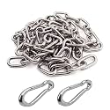 TEELLON 3FT (6mm) Heavy Duty Strong Swing Metal Chain with (8mm) 2Pcs Snap Hook for Hanging Hammock Chair Locking Chain Travel &amp; Safety Garden Playing Jhula Weight Upto 500kg (Silver,3Feet)