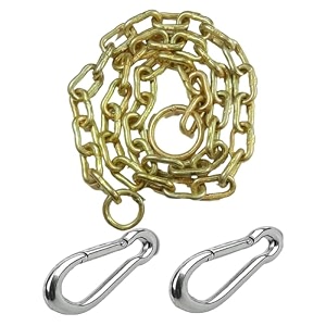 teellon 4ft strong heavy duty metal chain 6mm amp 2pcs snap hook 8mm for hanging swing hammock chair - garden swingplaying jhula weight up to 500kg golden 4 feet