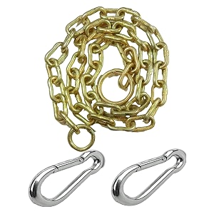 teellon 6ft strong heavy duty metal chain 6mm amp 2pcs snap hook 8mm for hanging swing chain hammock chair locking chain travel amp safety garden swingplaying jhula chain weight upto 500kg golden6feet