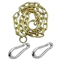 TEELLON 6FT Strong Heavy Duty Metal Chain 6mm &amp; 2Pcs Snap Hook 8MM for Hanging Swing Chain Hammock Chair Locking Chain Travel &amp; Safety Garden Swing/Playing Jhula chain weight upto 500kg (Golden,6Feet)
